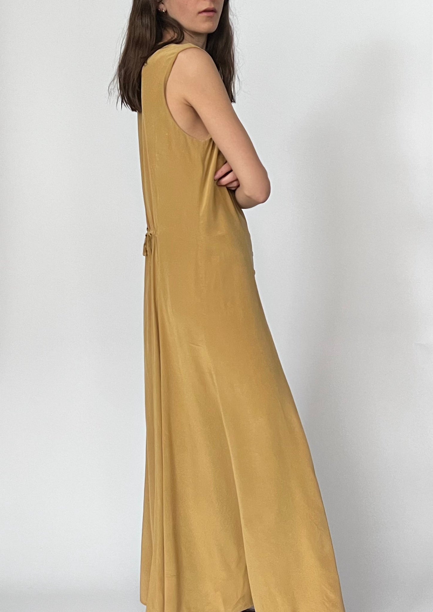 Silk Neutral Maxi Dress M