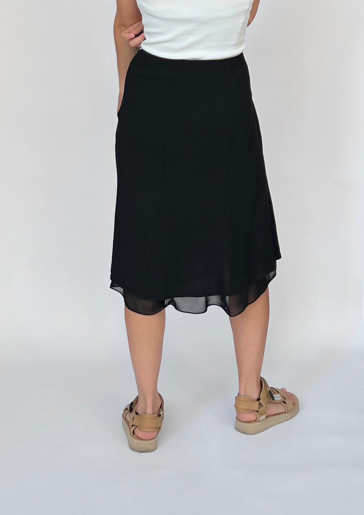 90s Double Layer Silk Slip Skirt XS/S W/29"