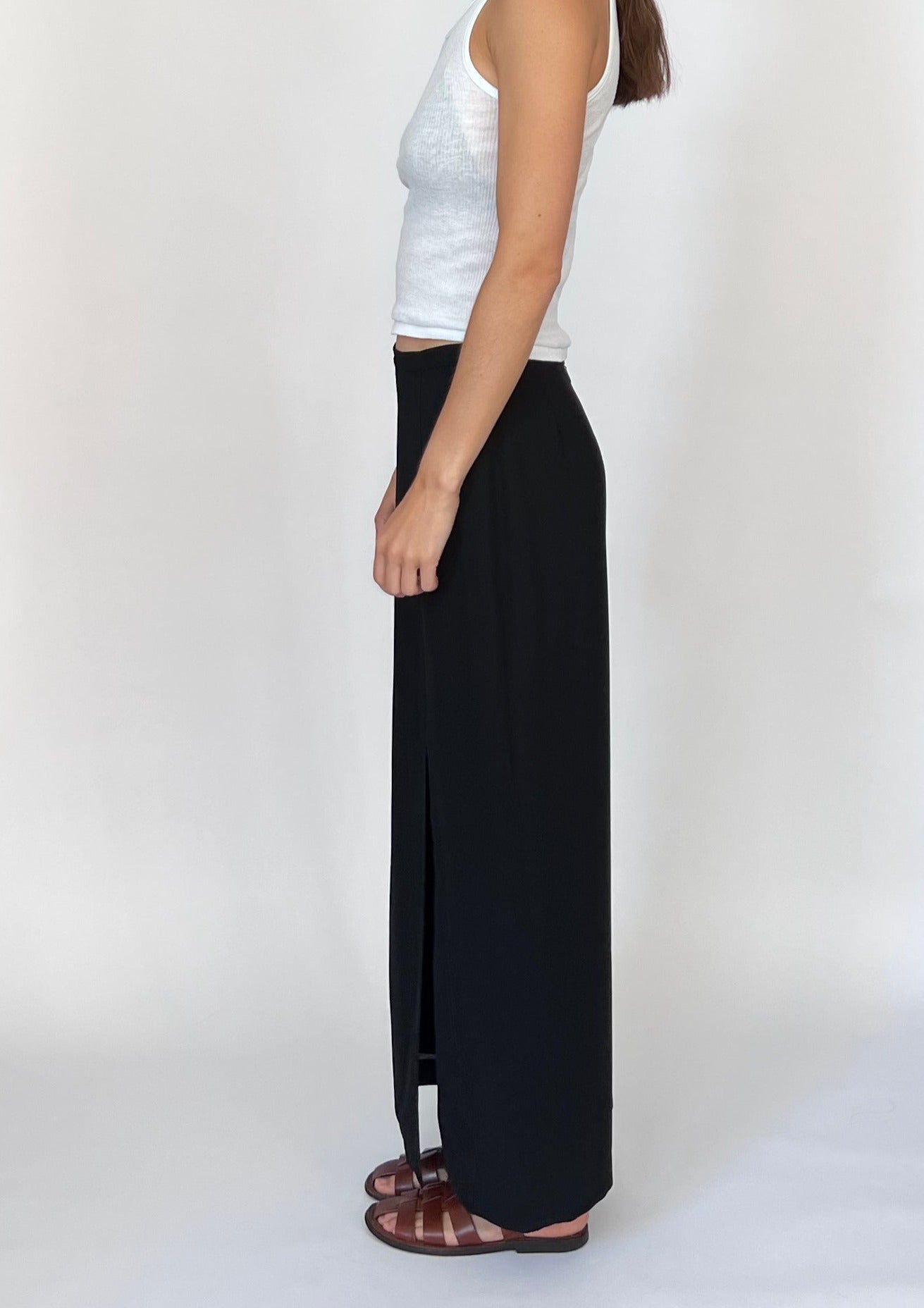 90s Black Low Waist Column Skirt XS/S W'27"