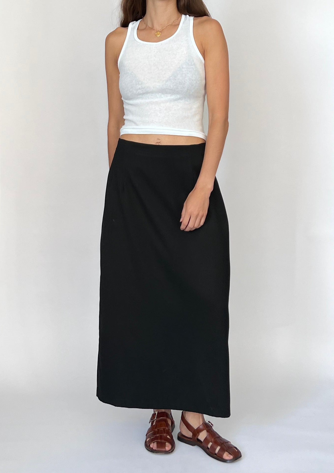 90s Black Column Skirt L/XL W' 34"