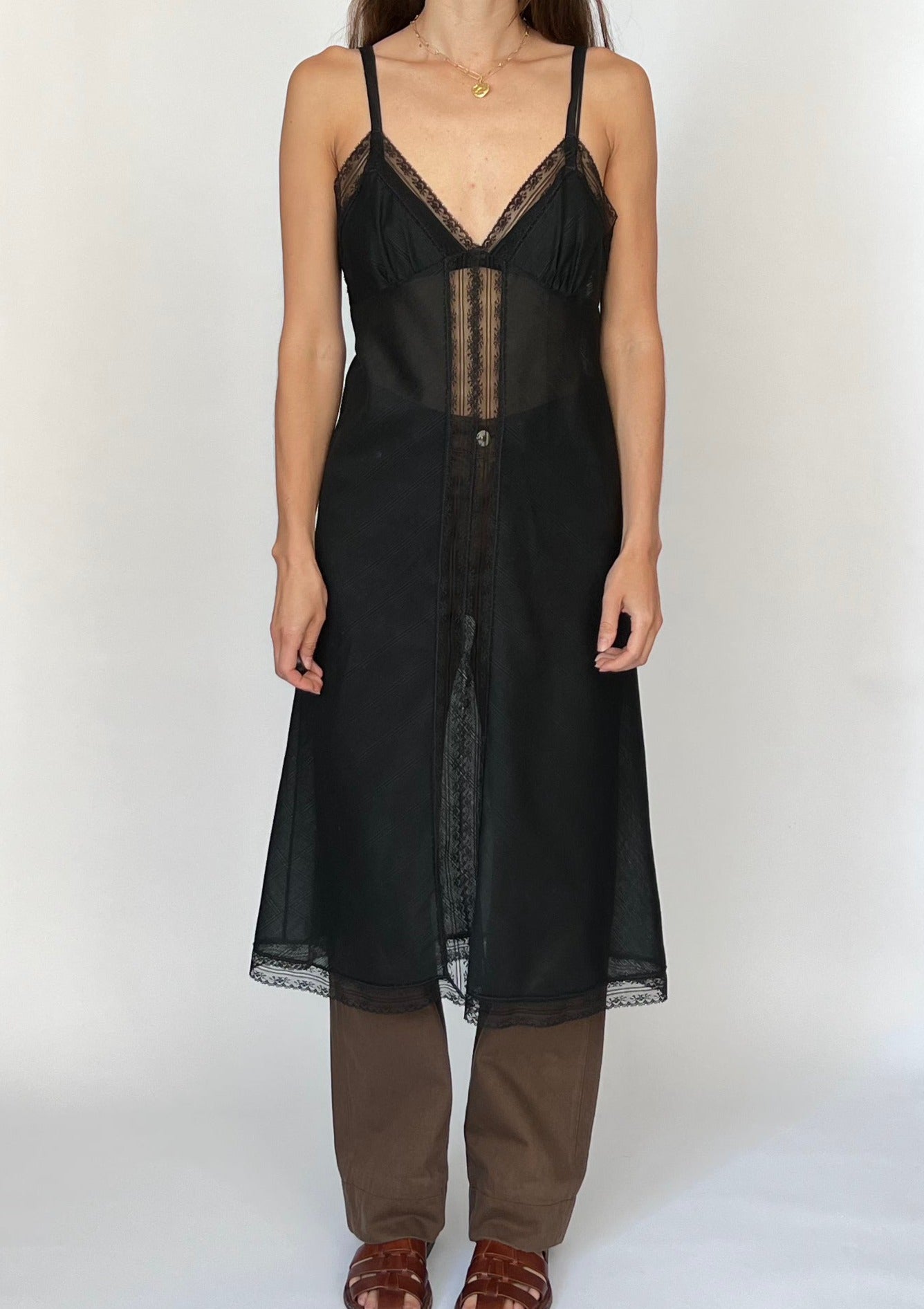 Lace Insert Slip Dress XS/S