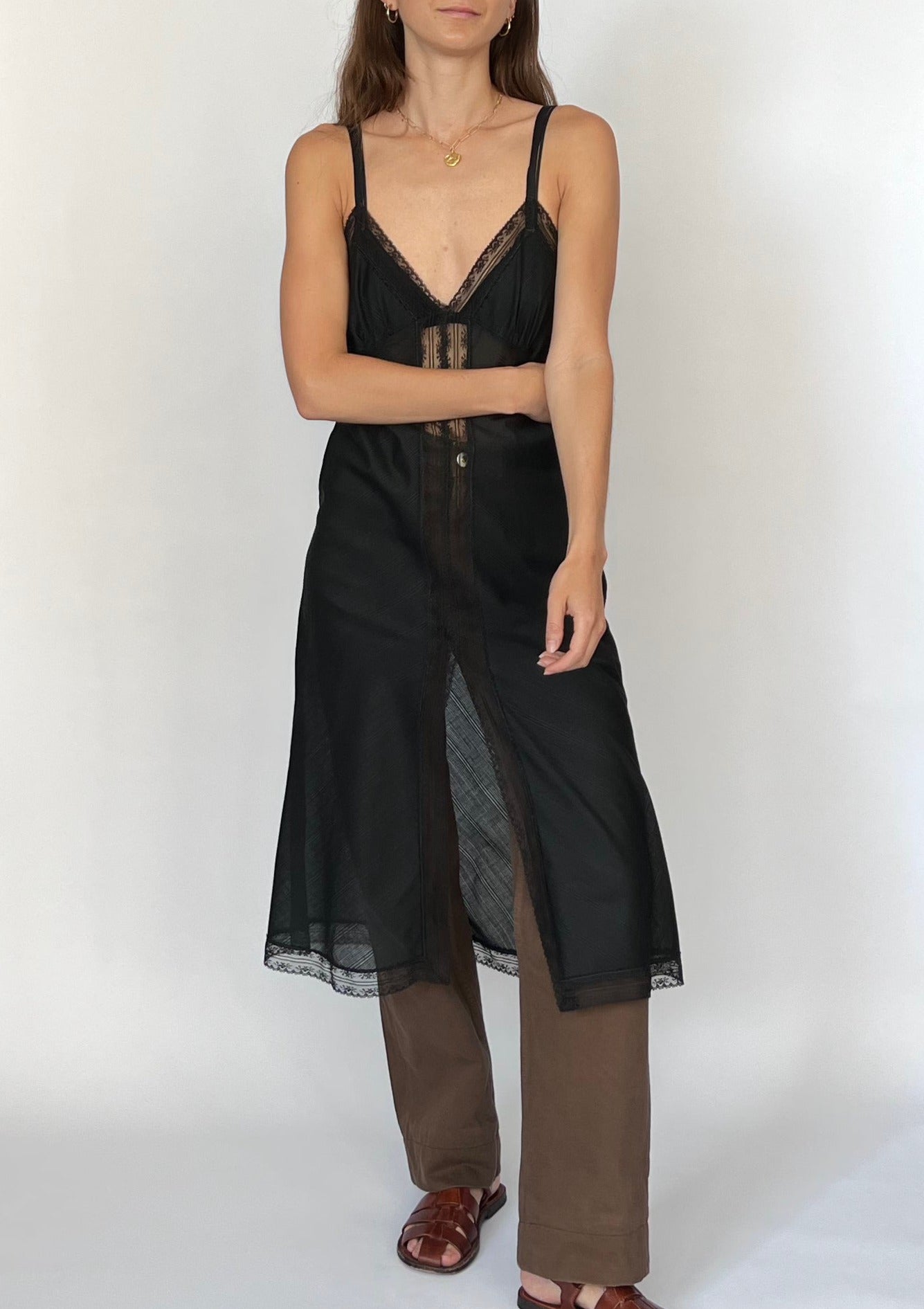 Lace Insert Slip Dress XS/S