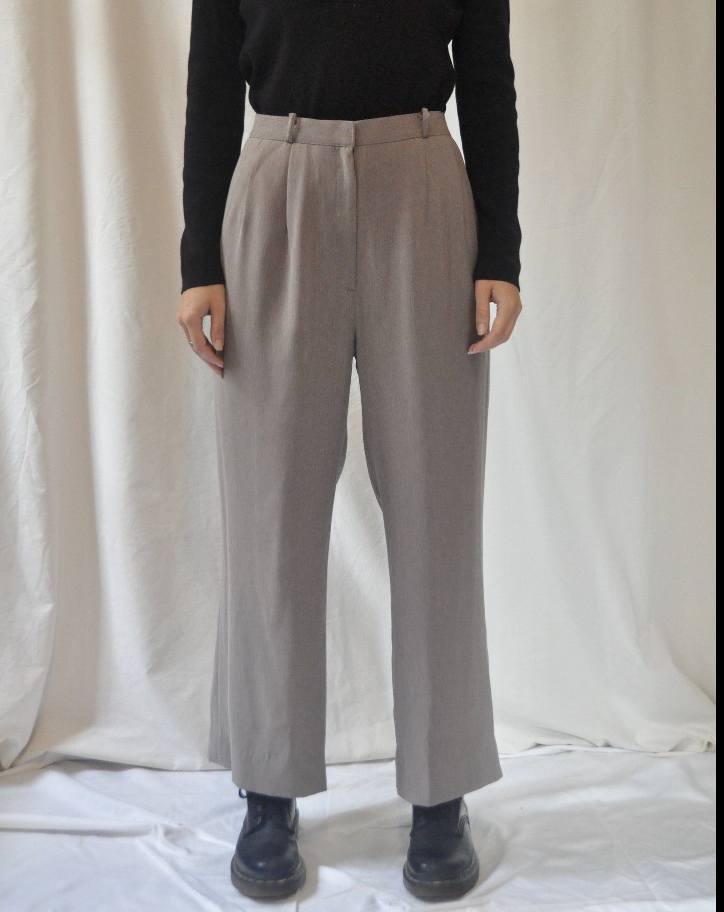 Vintage Grey Wide Leg High Waisted Trousers Size 10