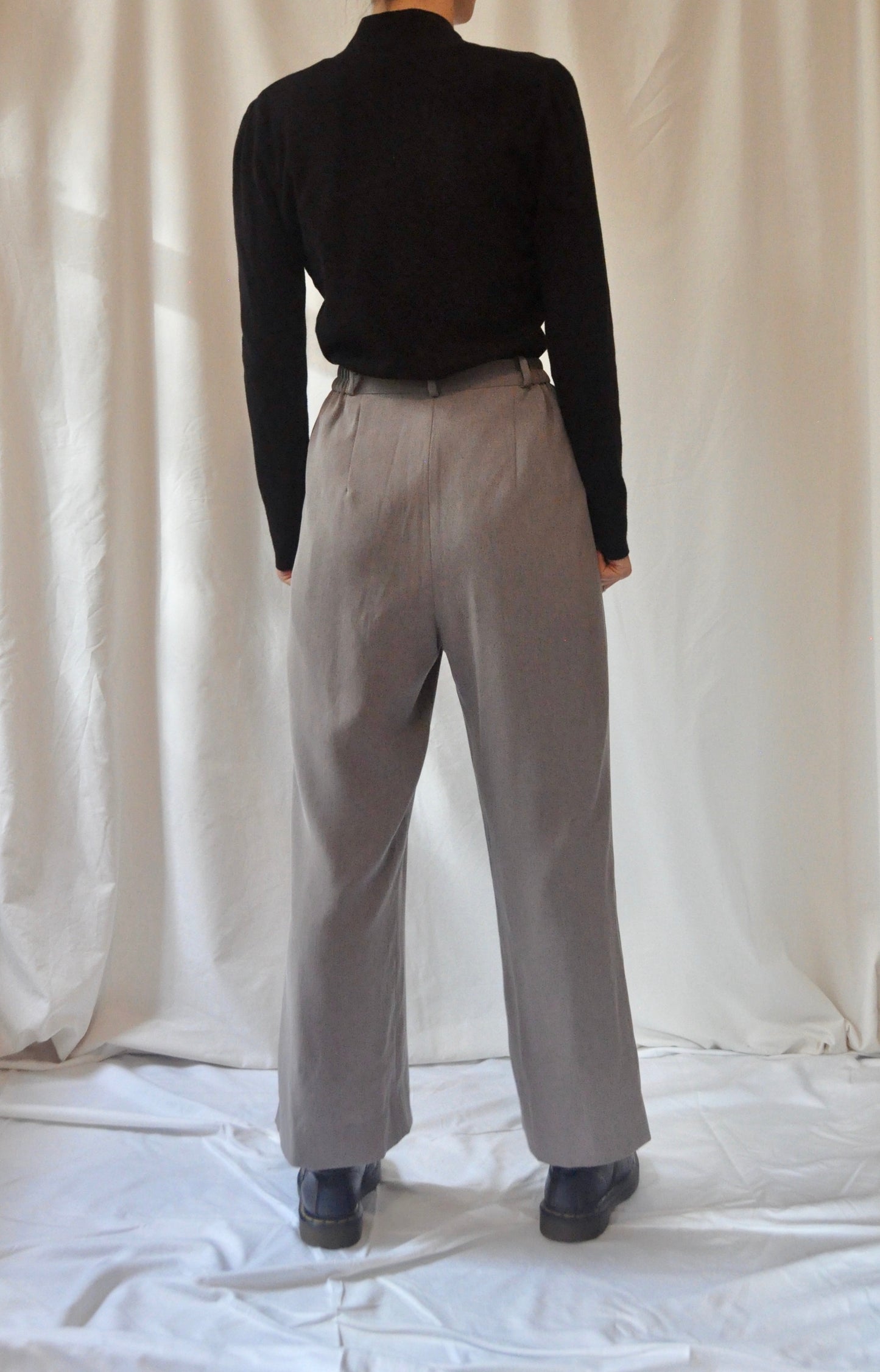Vintage Grey Wide Leg High Waisted Trousers Size 10