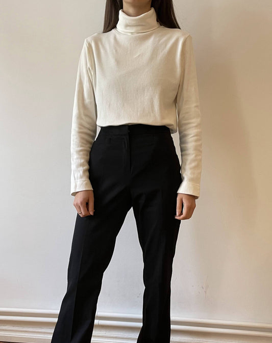 Essential Preloved Cream Cotton Long Sleeved Roll Neck Top Size 8-10