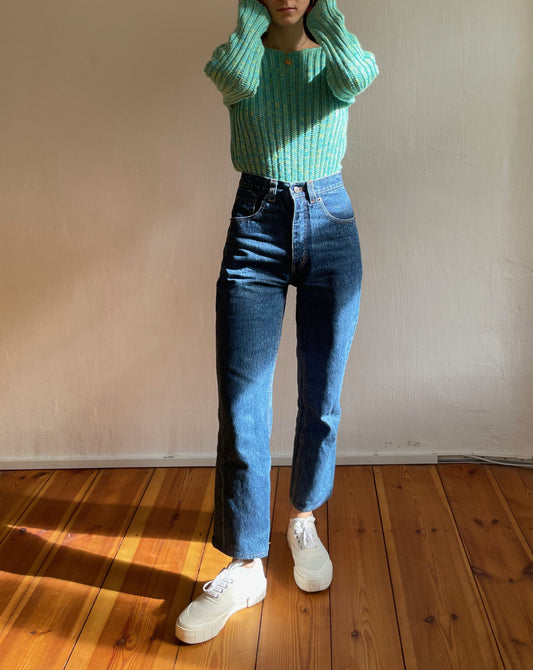 Essential Preloved Lightweight Ribbed Blue Green Knit Size S-M