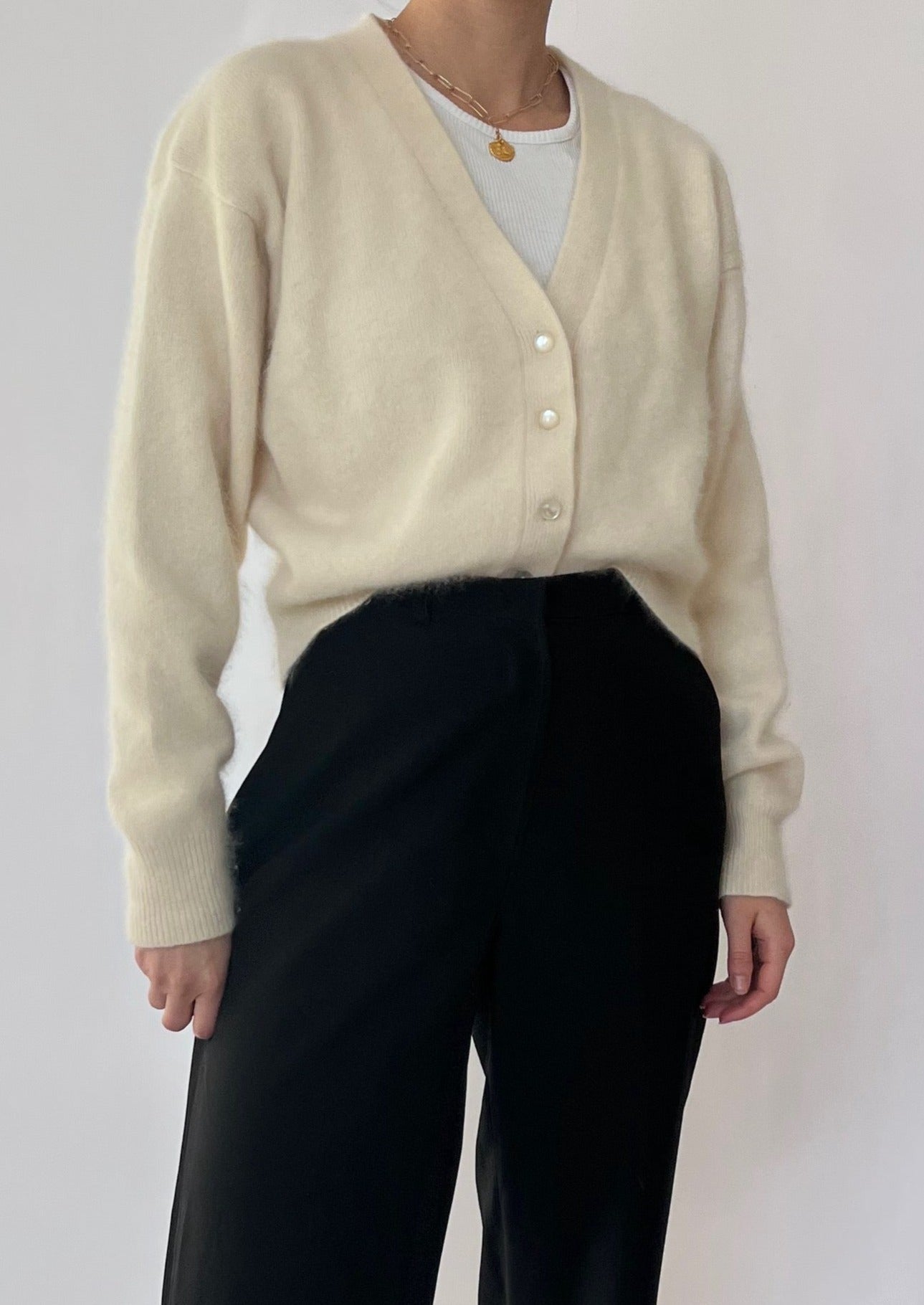Cream Angora Cardigan S/M