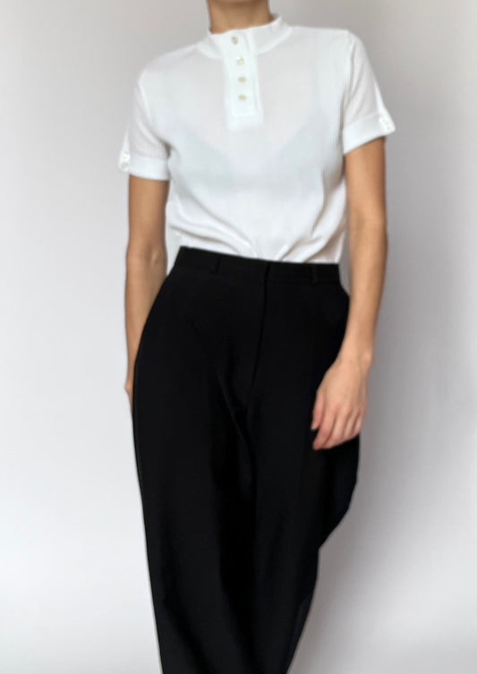 Essential Ribbed Half Button T-Shirt XS/S