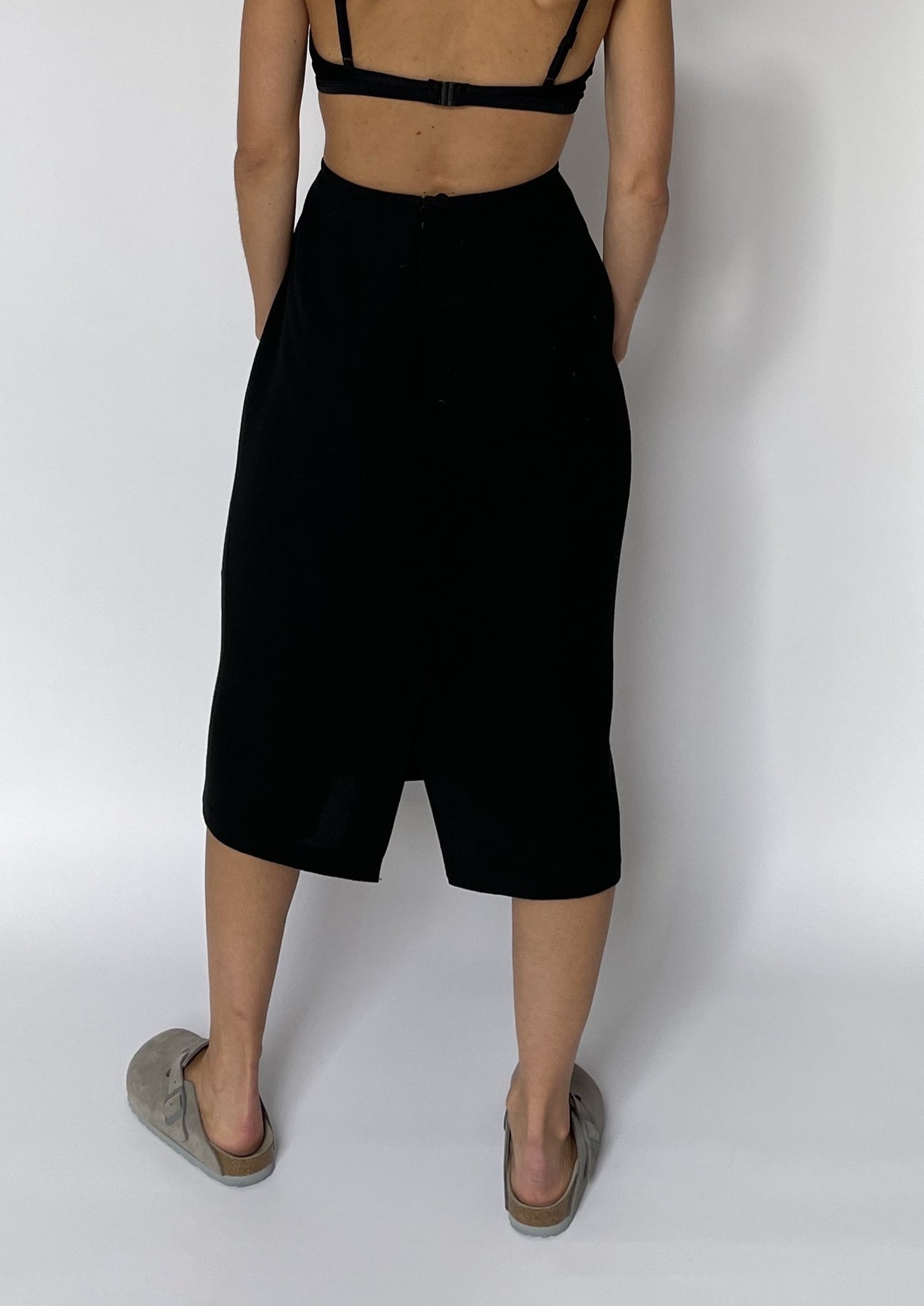 1990s Wool Midi Skirt S W 26"