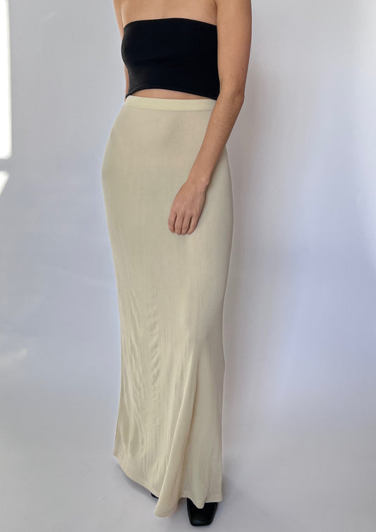 90s Neutral Column Maxi Skirt S W'27"