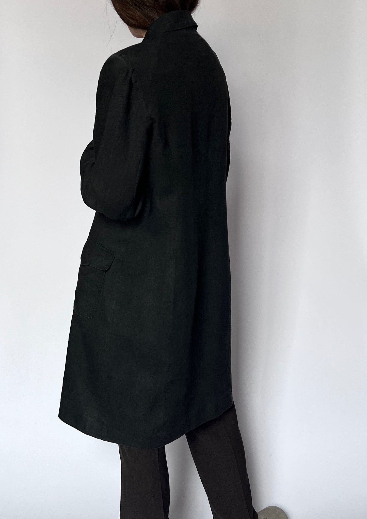 90s Linen Longline Blazer S/M