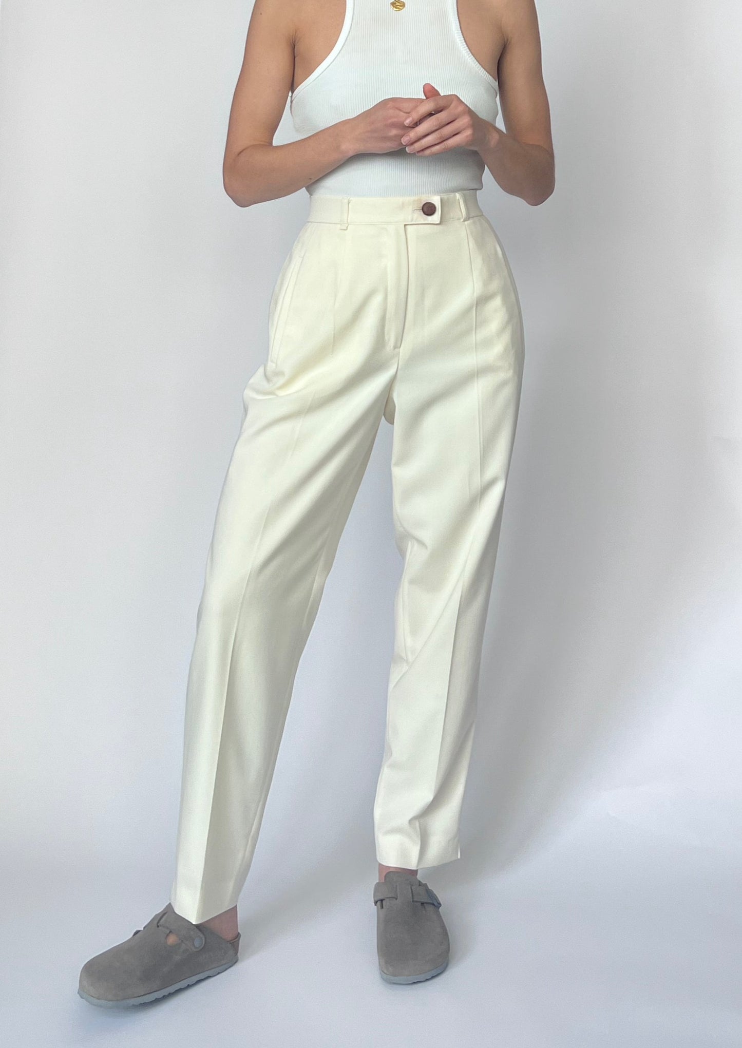 90s Cream Suit Trousers S/M