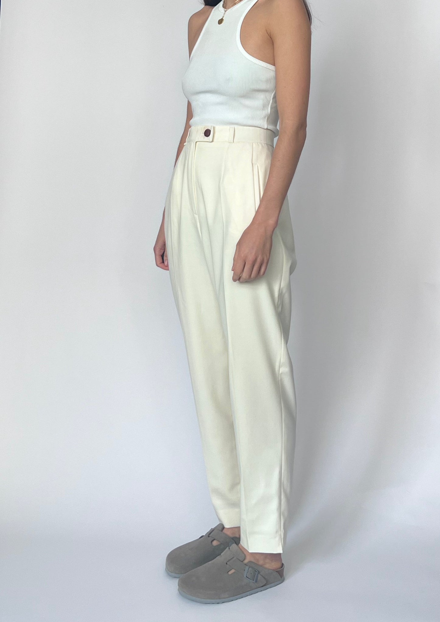 90s Cream Suit Trousers S/M