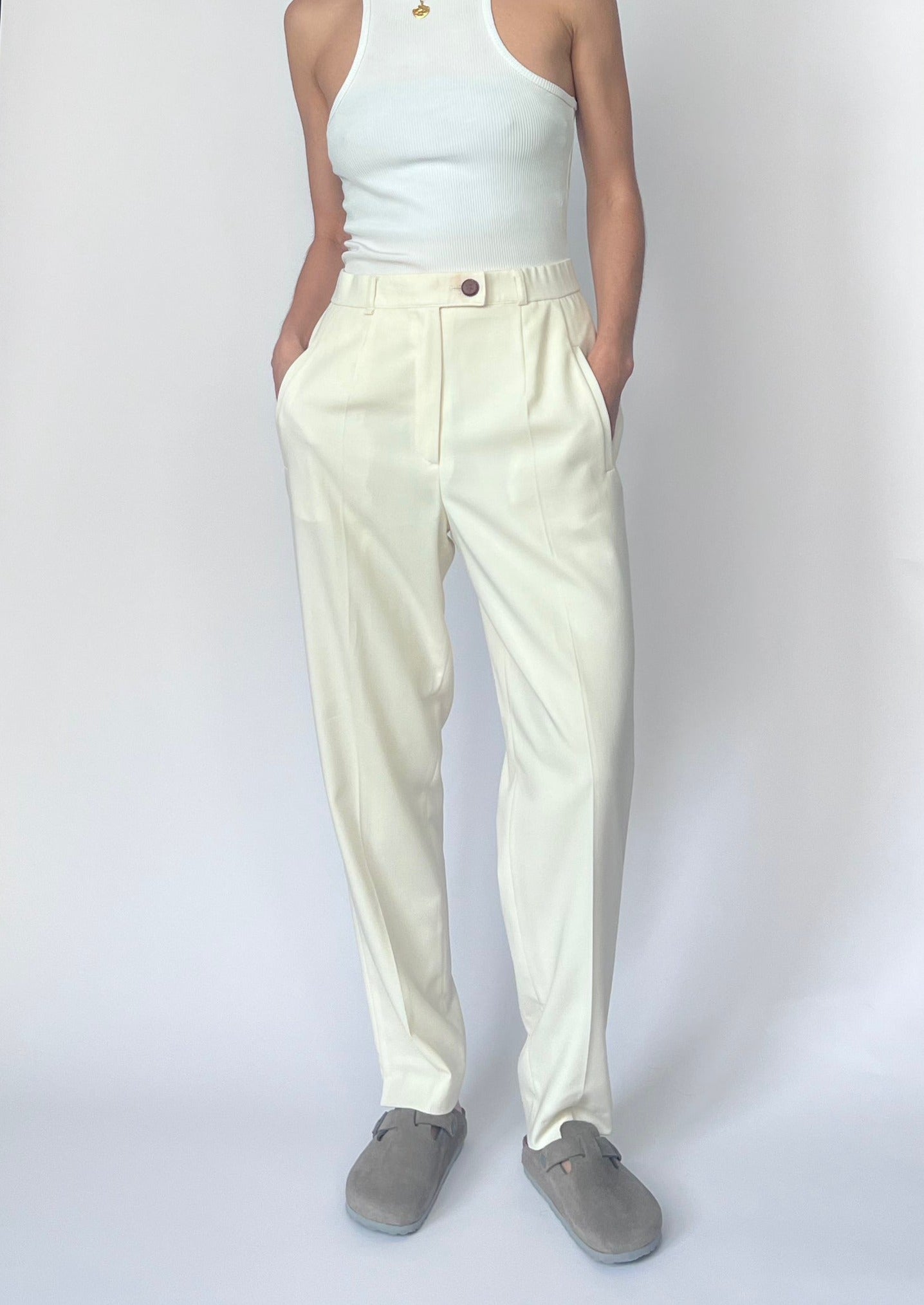 90s Cream Suit Trousers S/M