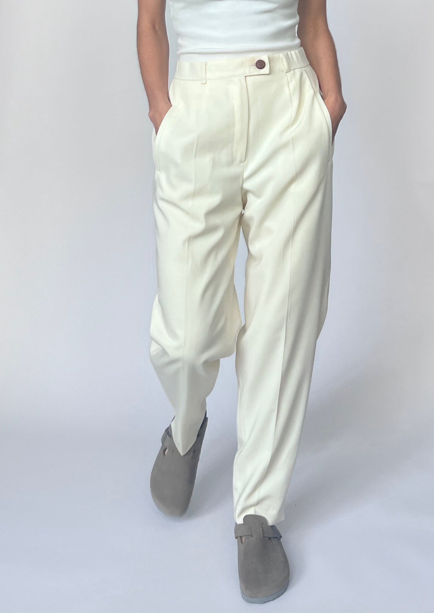 90s Cream Suit Trousers S/M