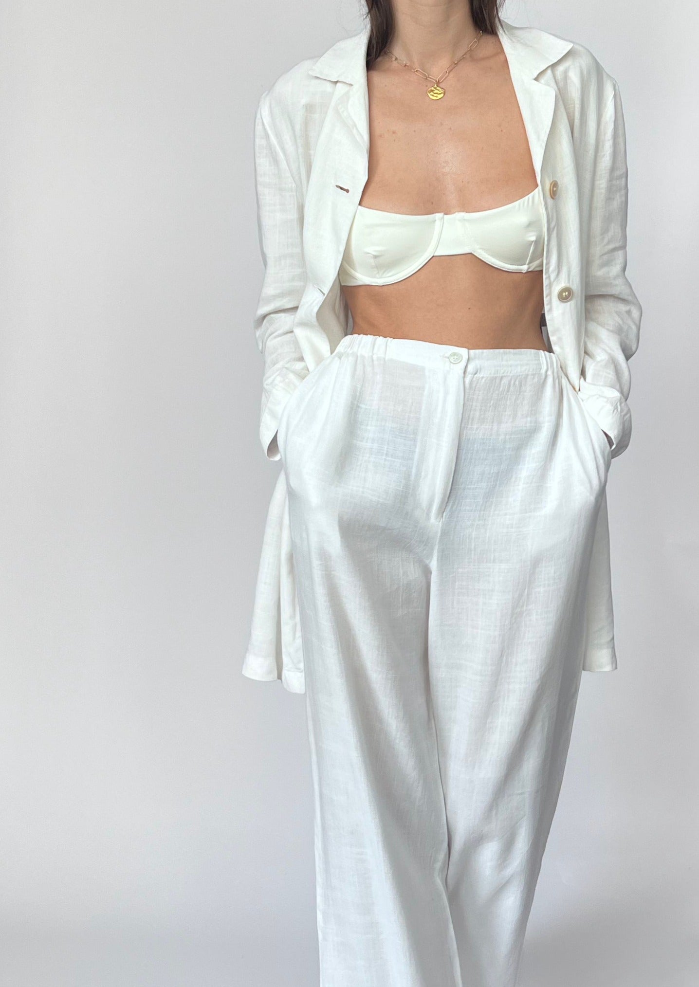 MaxMara Linen White Set Co-Ord S/M