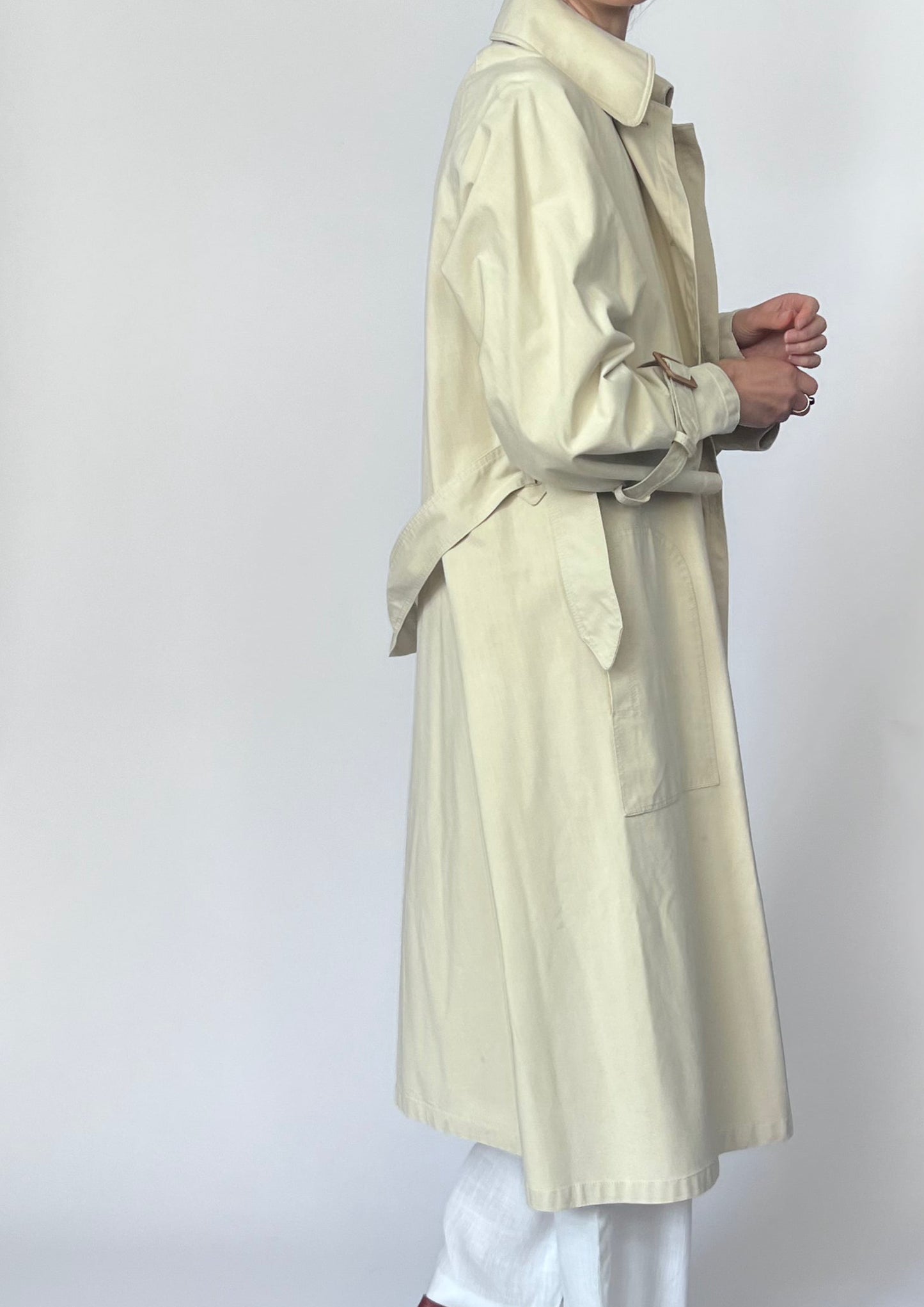 1970s Jaeger Cream Trench Coat XS/S