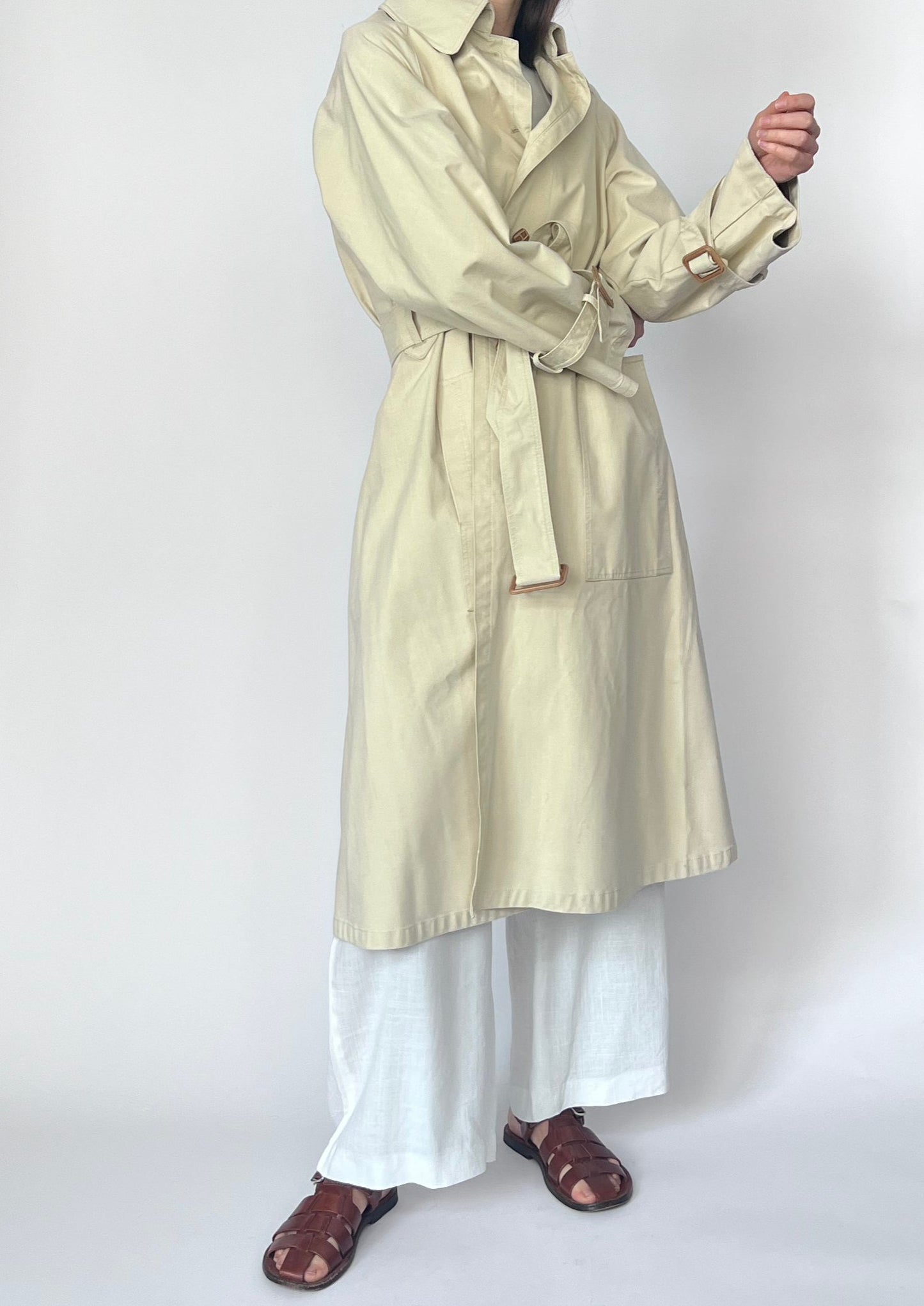 1970s Jaeger Cream Trench Coat XS/S