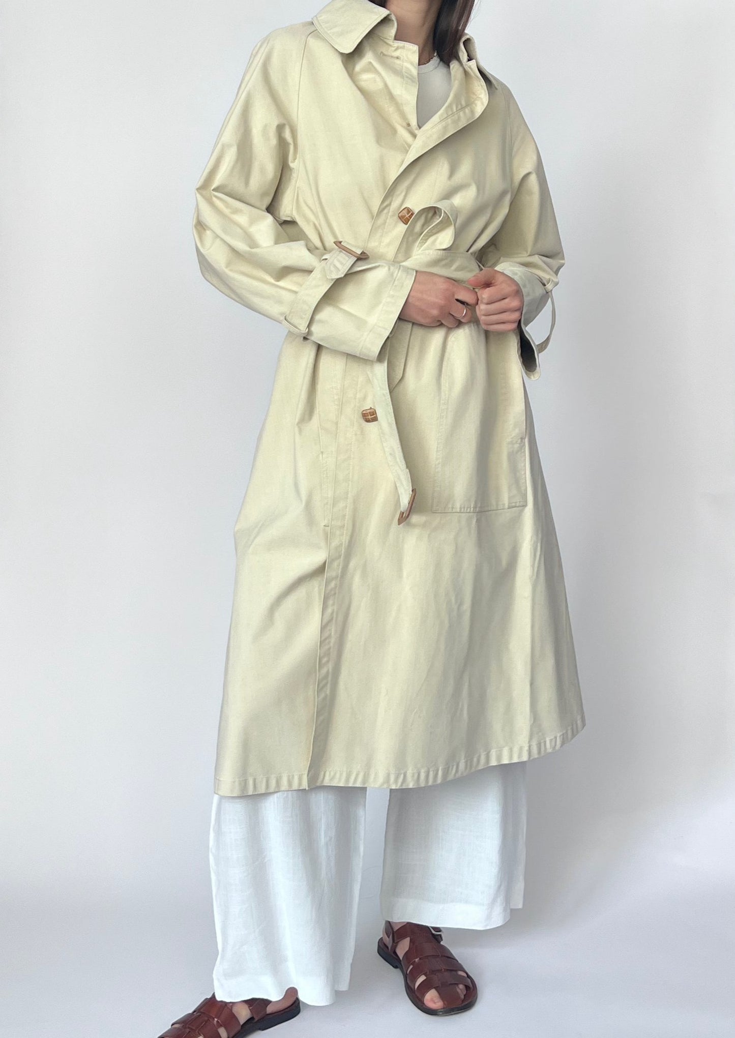 1970s Jaeger Cream Trench Coat XS/S