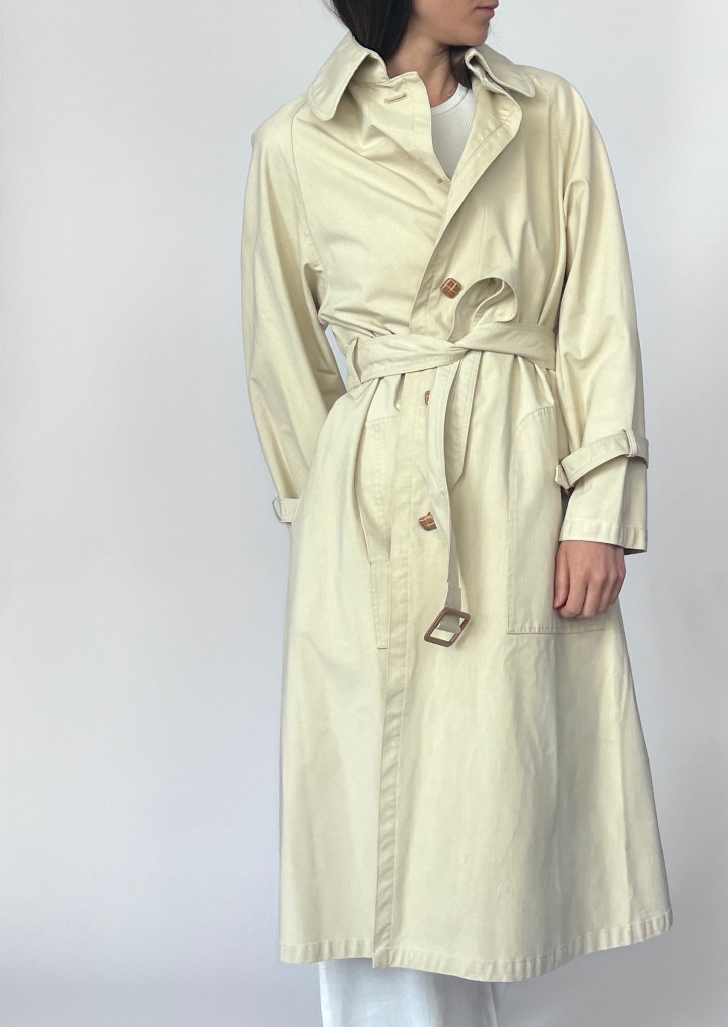 1970s Jaeger Cream Trench Coat XS/S