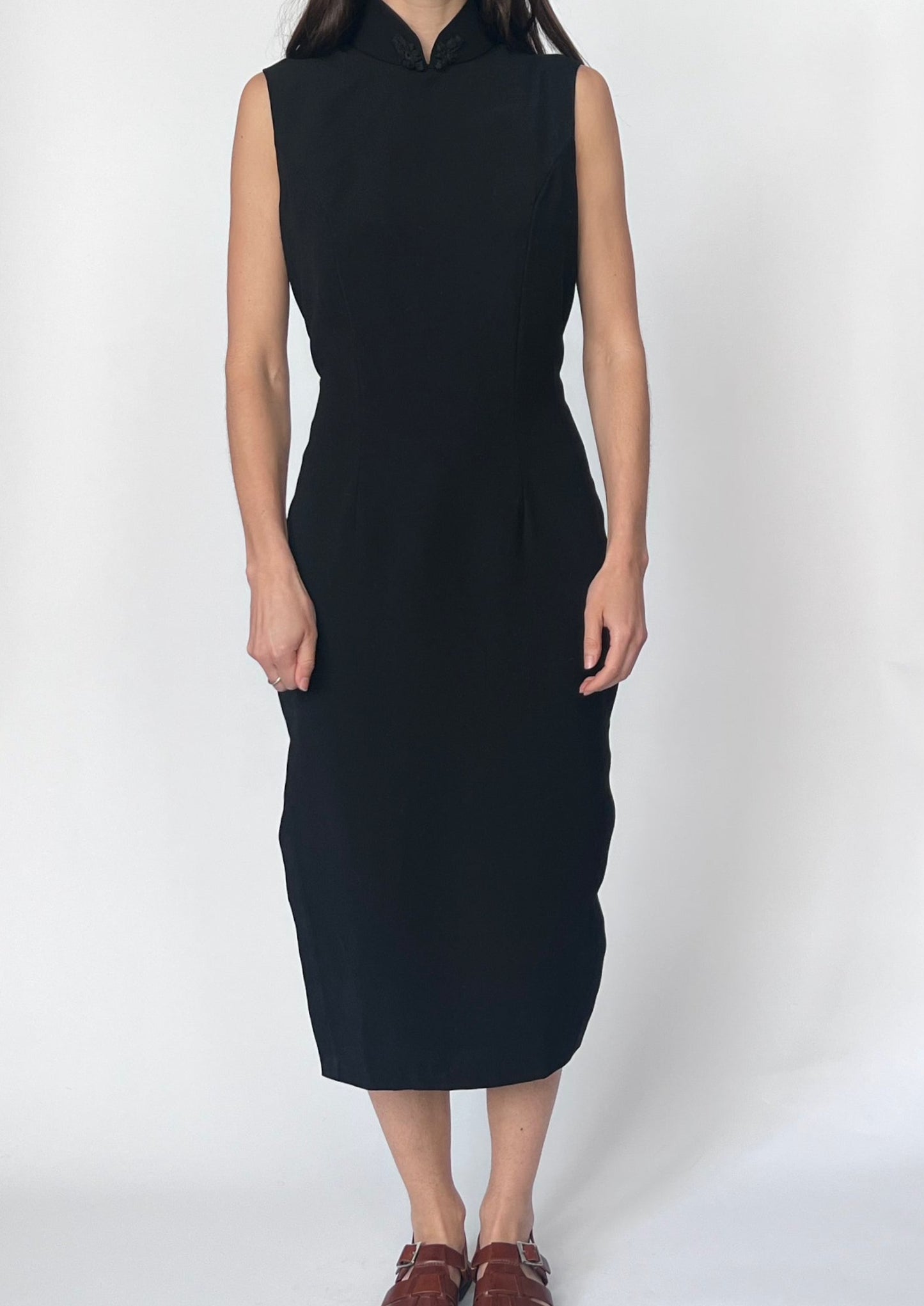 High Neck Black Fitted Dress M