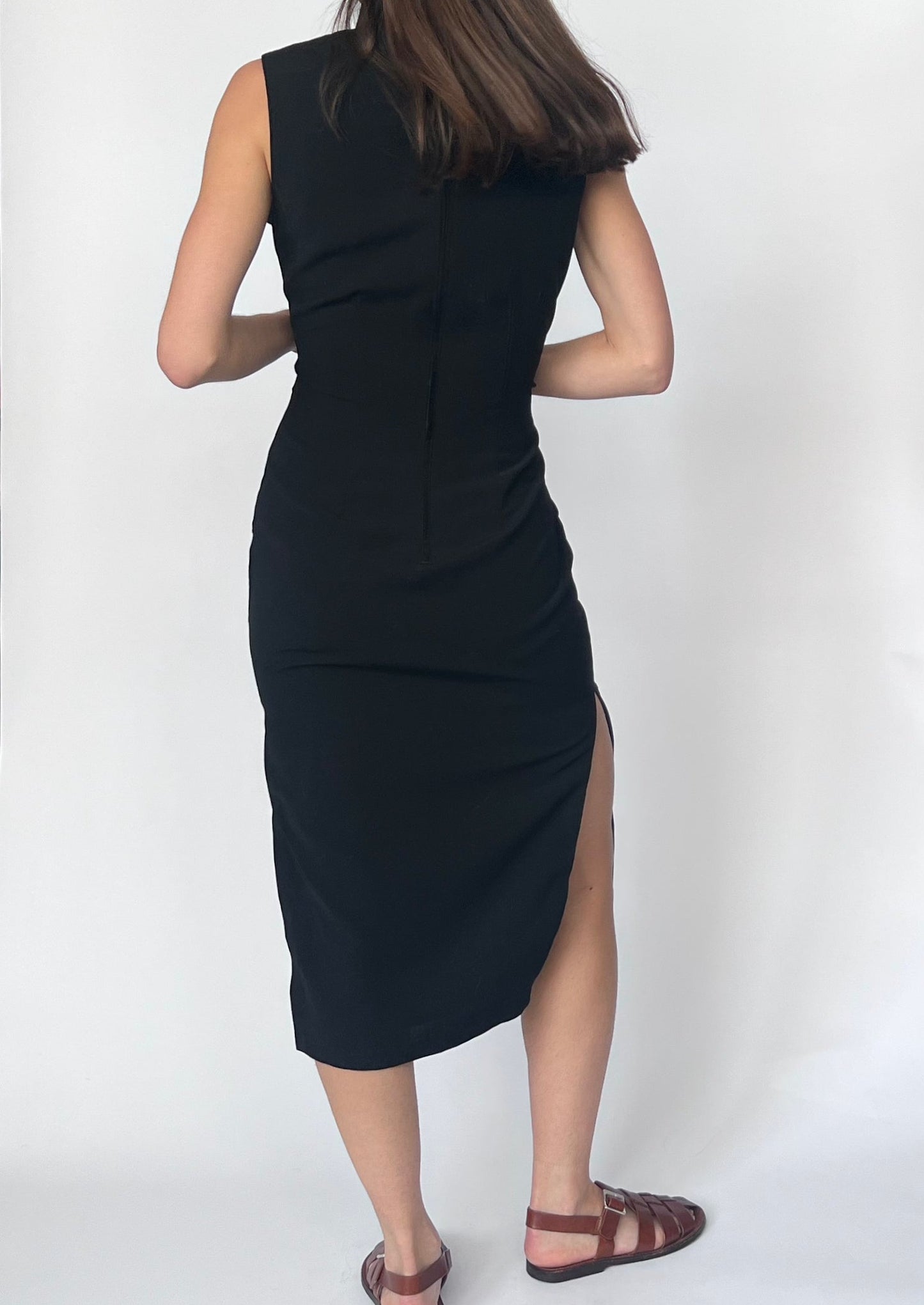 High Neck Black Fitted Dress M