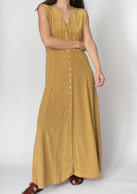 Silk Neutral Maxi Dress M