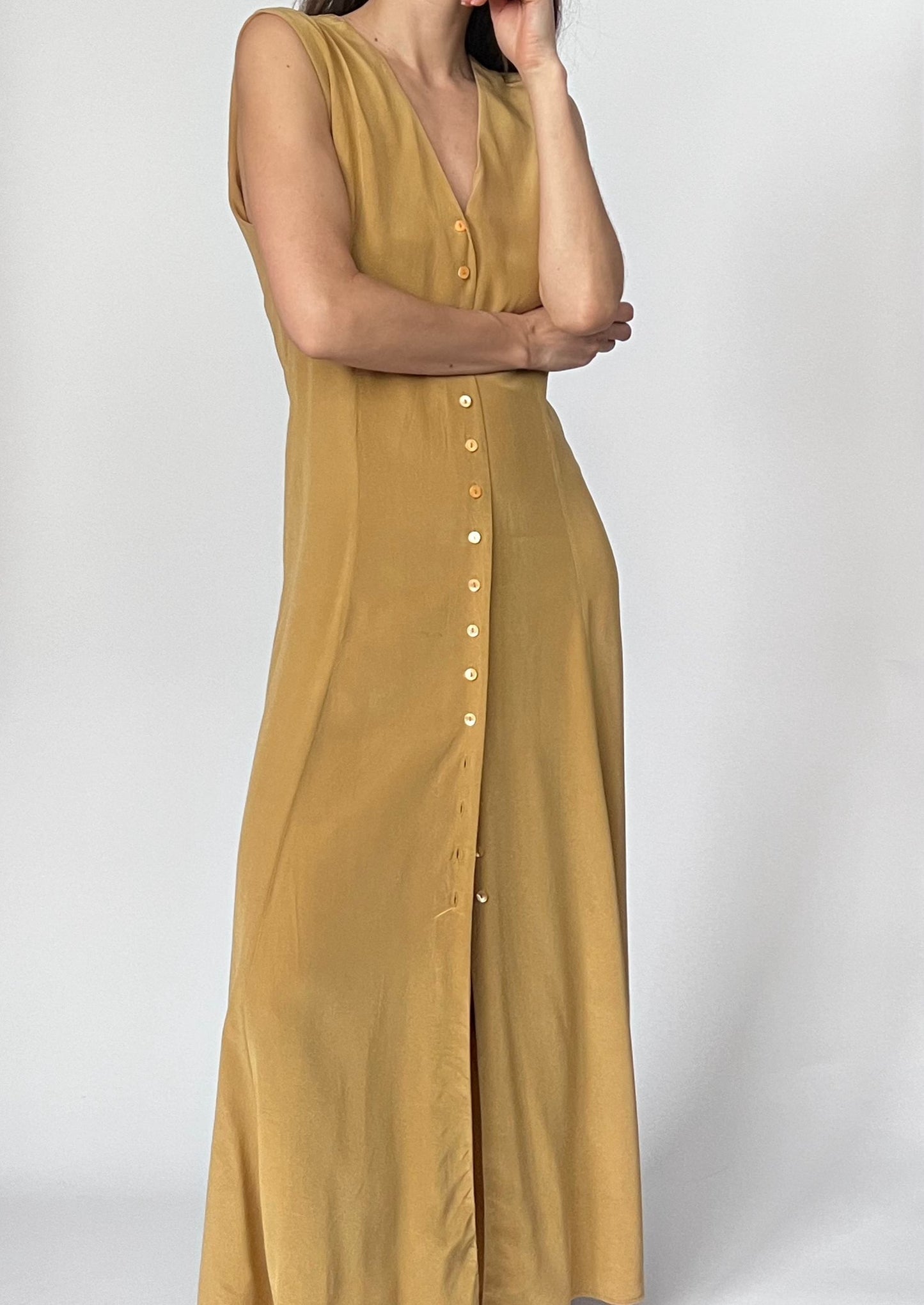 Silk Neutral Maxi Dress M