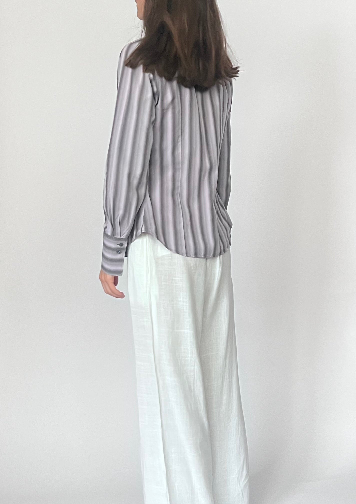 Striped Cotton Fitted Shirt S/M