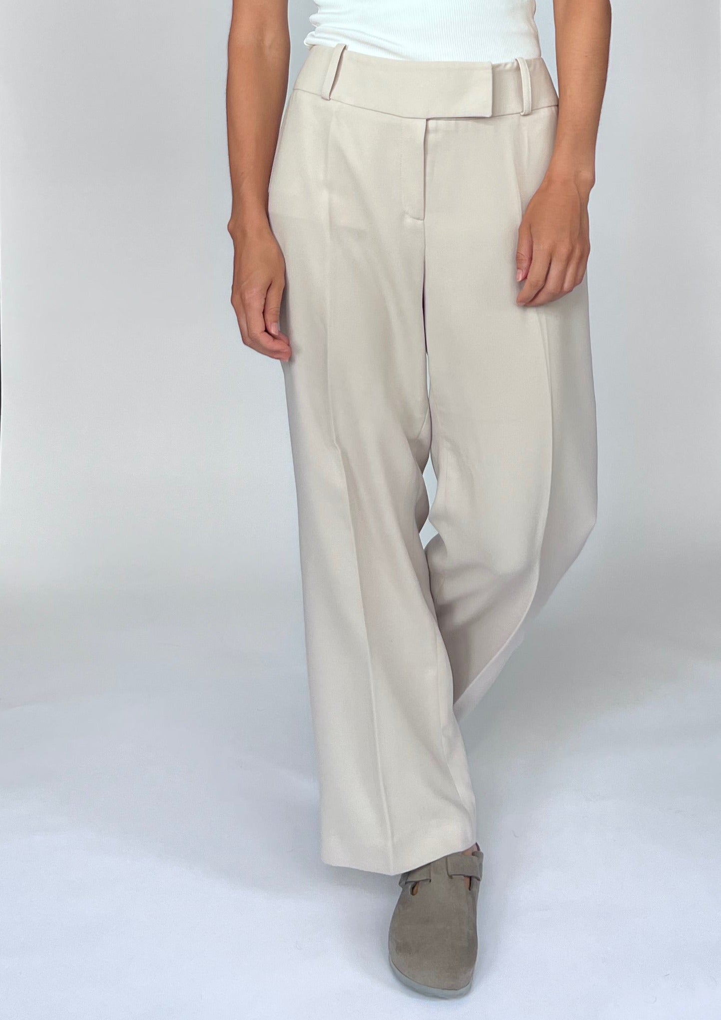 90s Cream Wide Leg Trousers M W'31"