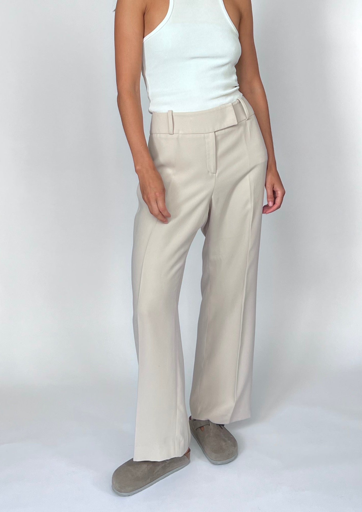 90s Cream Wide Leg Trousers M W'31"