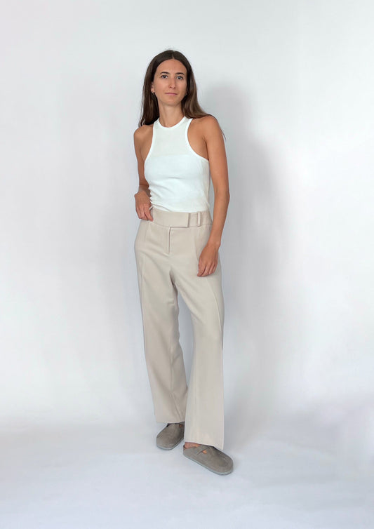 90s Cream Wide Leg Trousers M W'31"