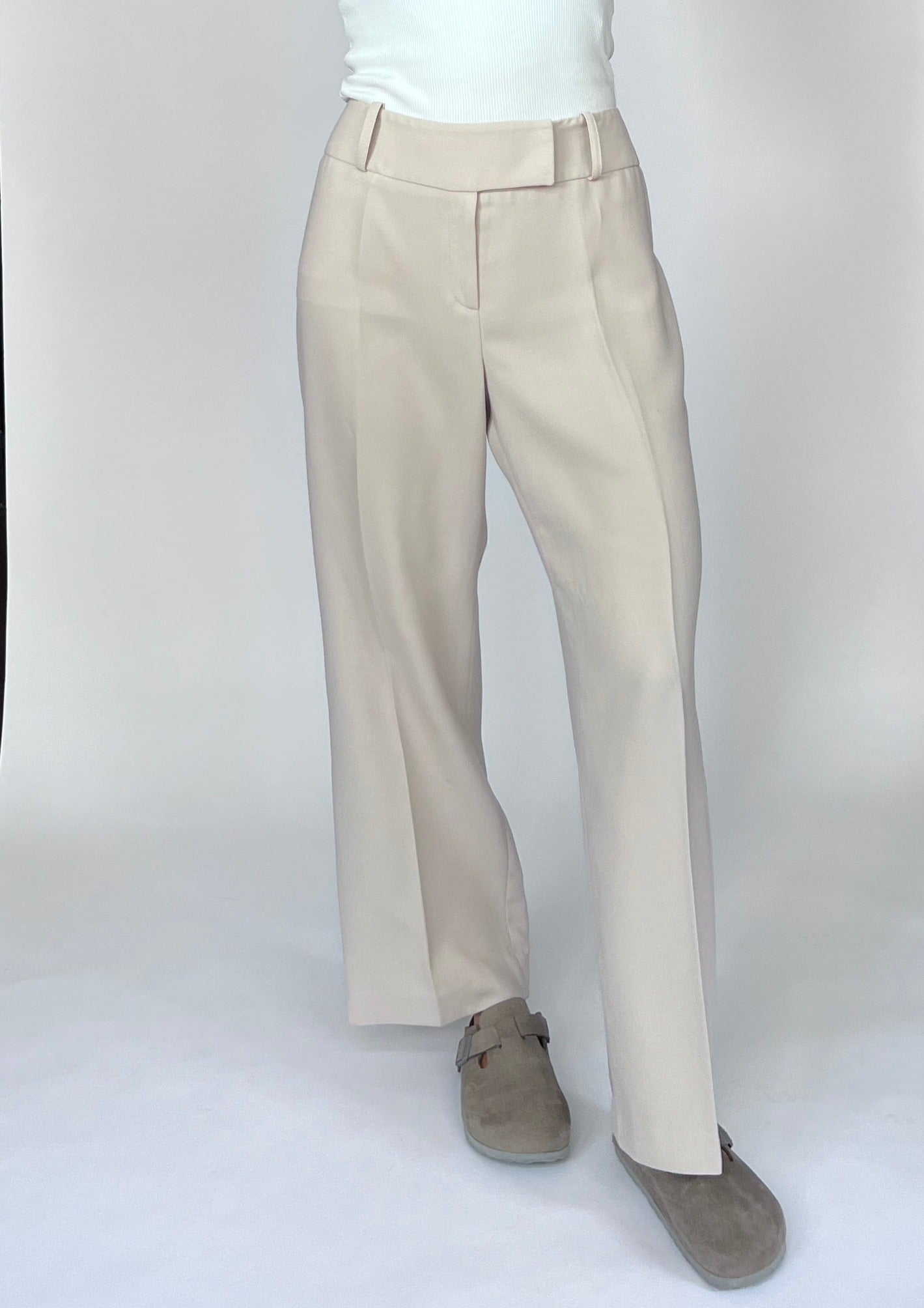 90s Cream Wide Leg Trousers M W'31"