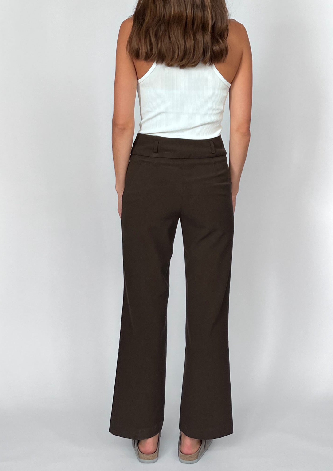 90s Brown Fitted Wide Leg Trousers XS W'26"