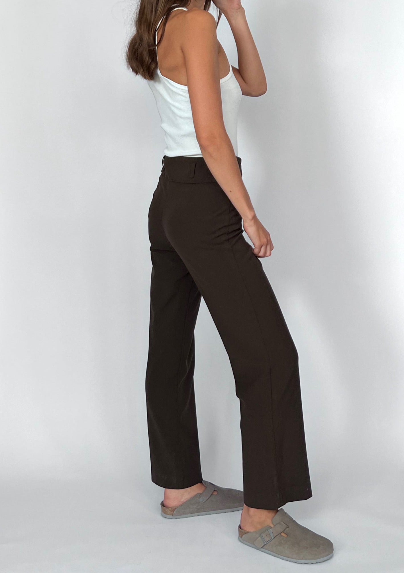 90s Brown Fitted Wide Leg Trousers XS W'26"