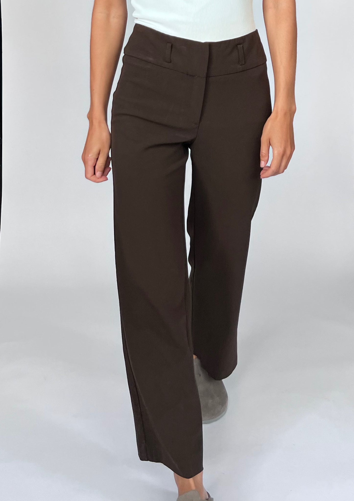 90s Brown Fitted Wide Leg Trousers XS W'26"