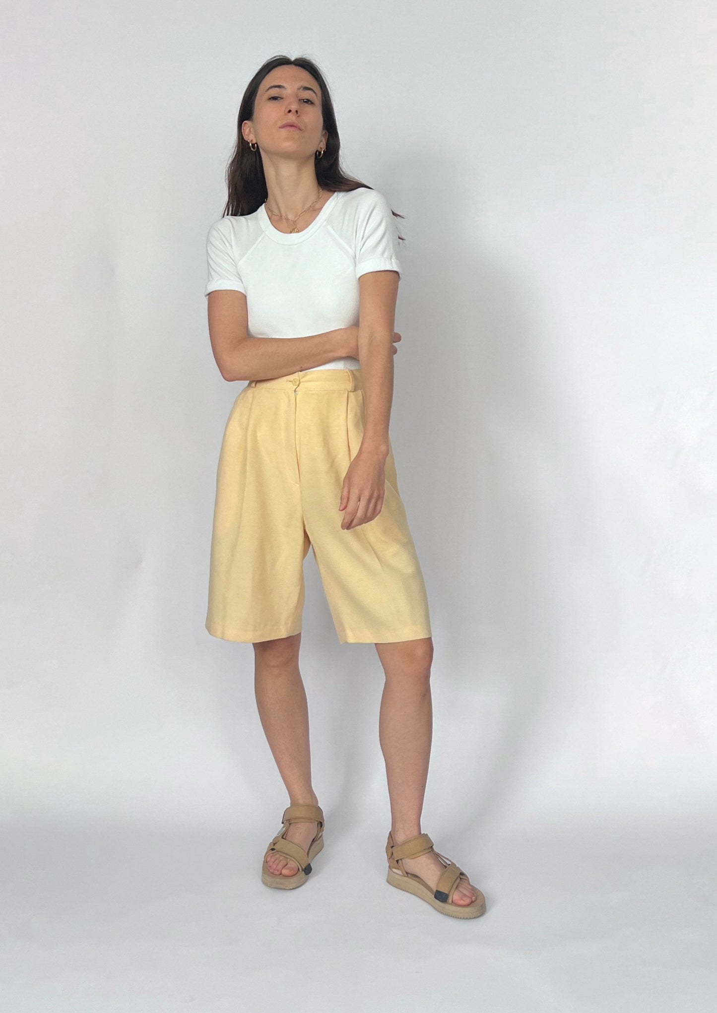 90s Yellow Bermuda Shorts S/M W'29"