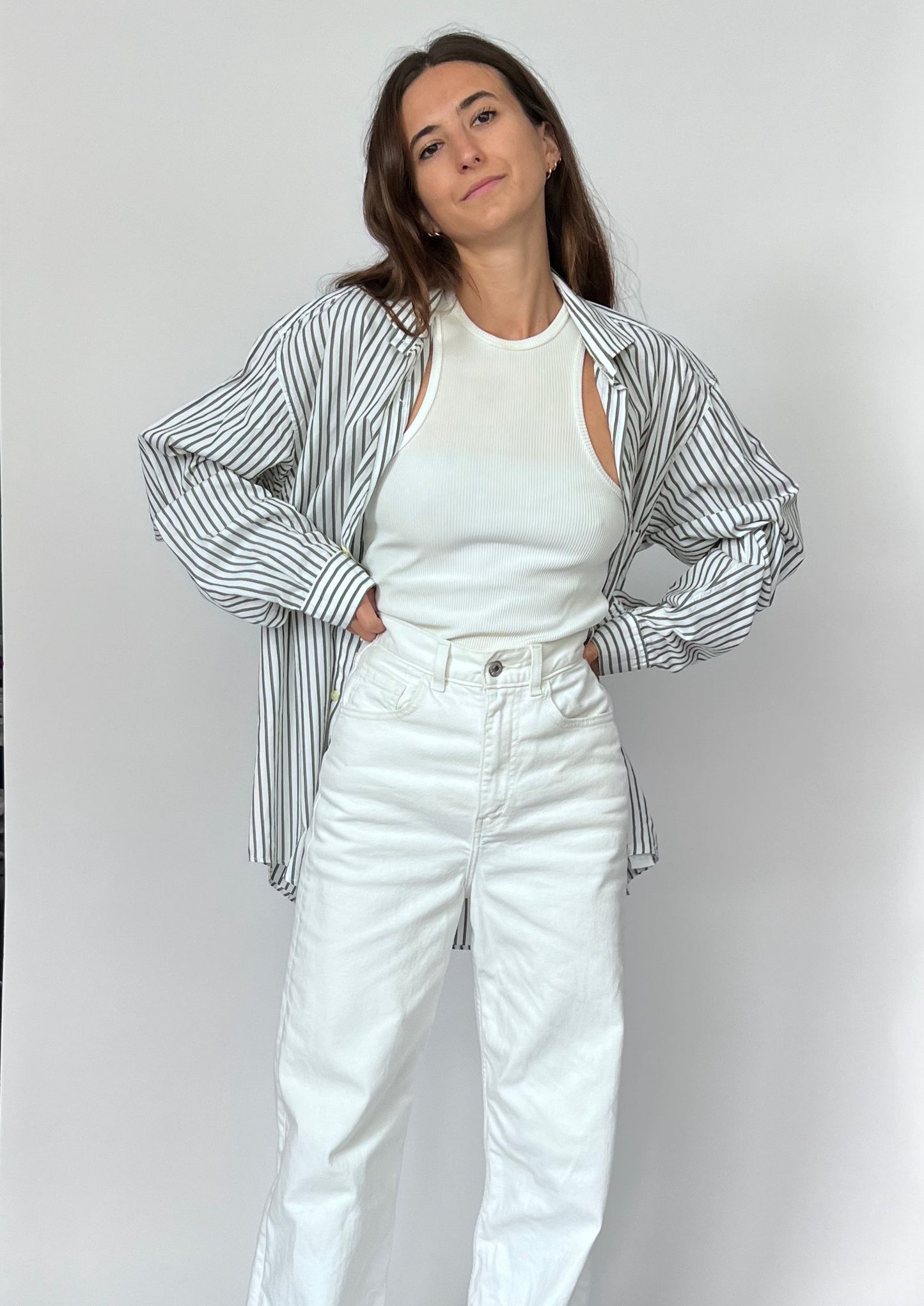 90s Italian Relaxed Striped Shirt S/M/L