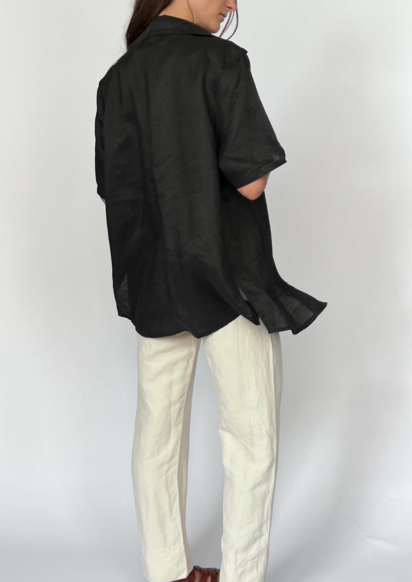 90s Italian Linen Shirt S/M/L