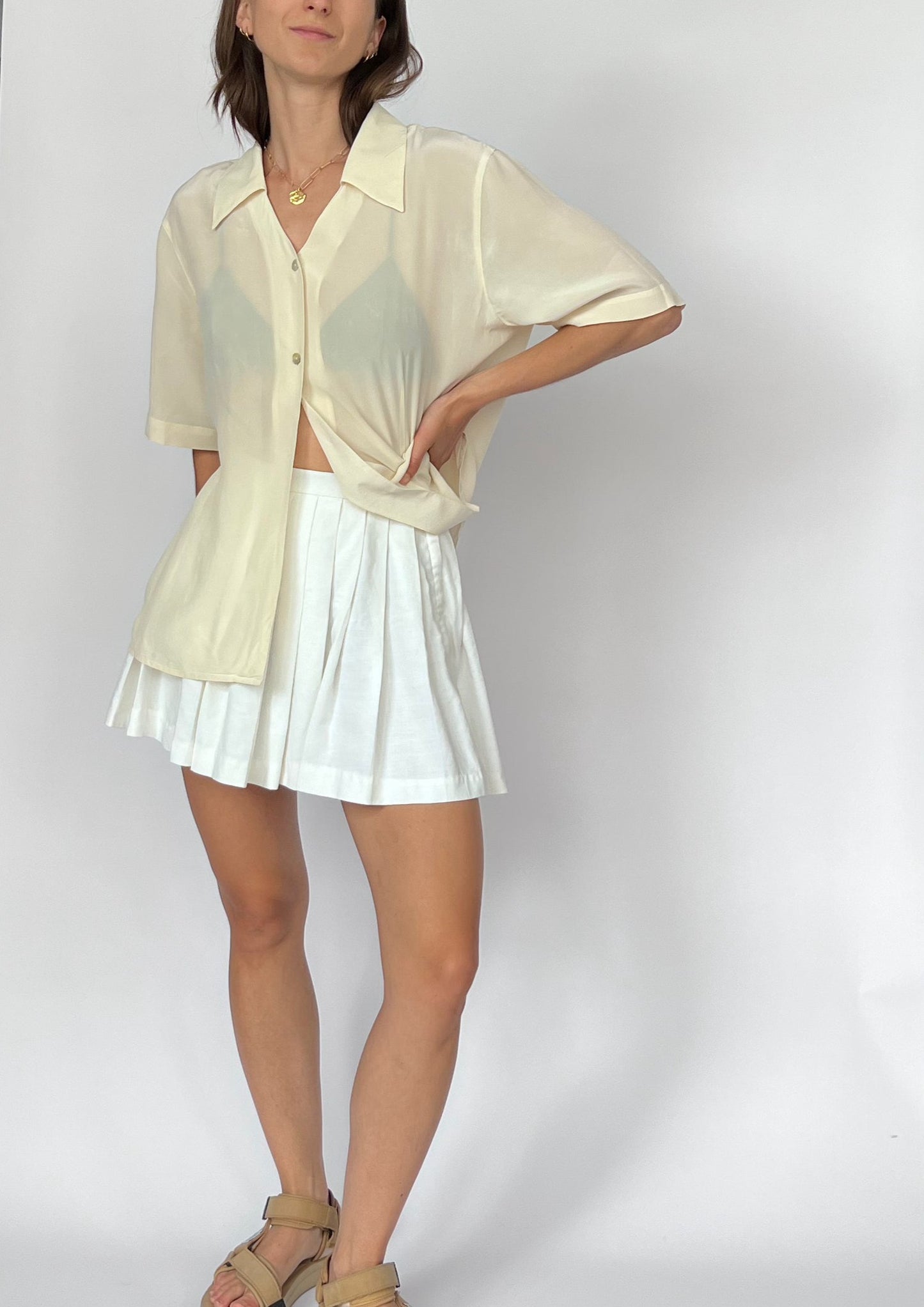 Silk 90s Cream Resort Shirt S/M/L