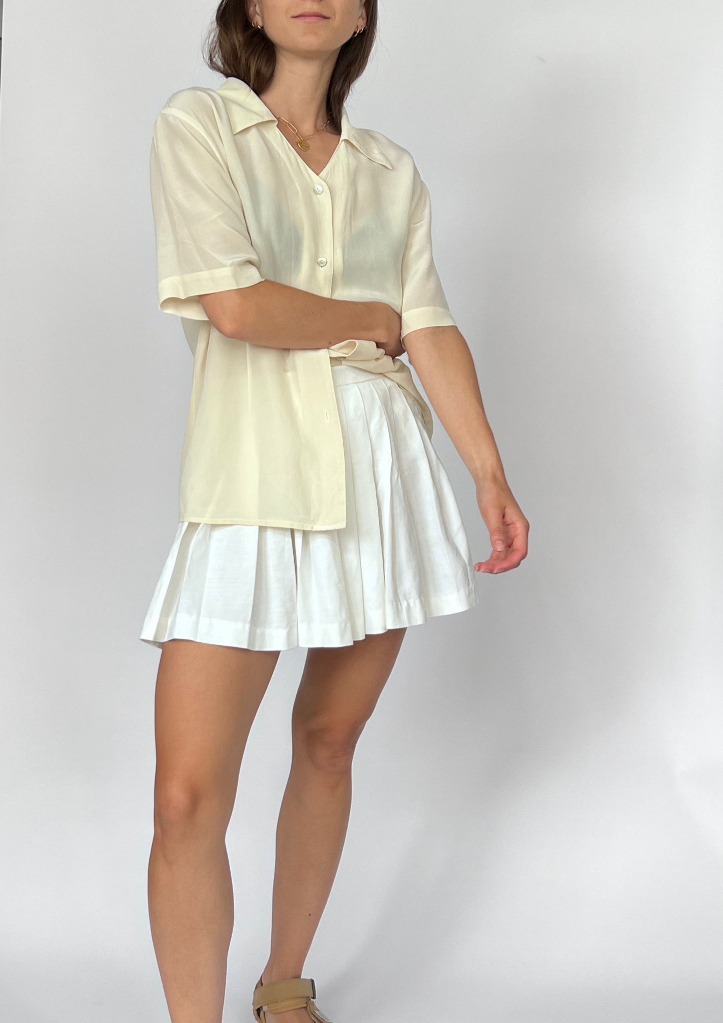 Silk 90s Cream Resort Shirt S/M/L