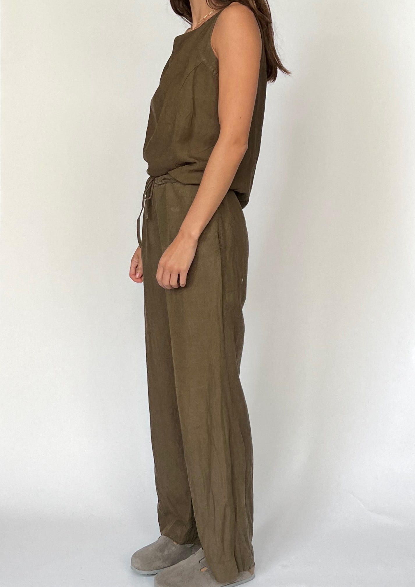 90s Khaki Linen Co-ord Set XS/S/M