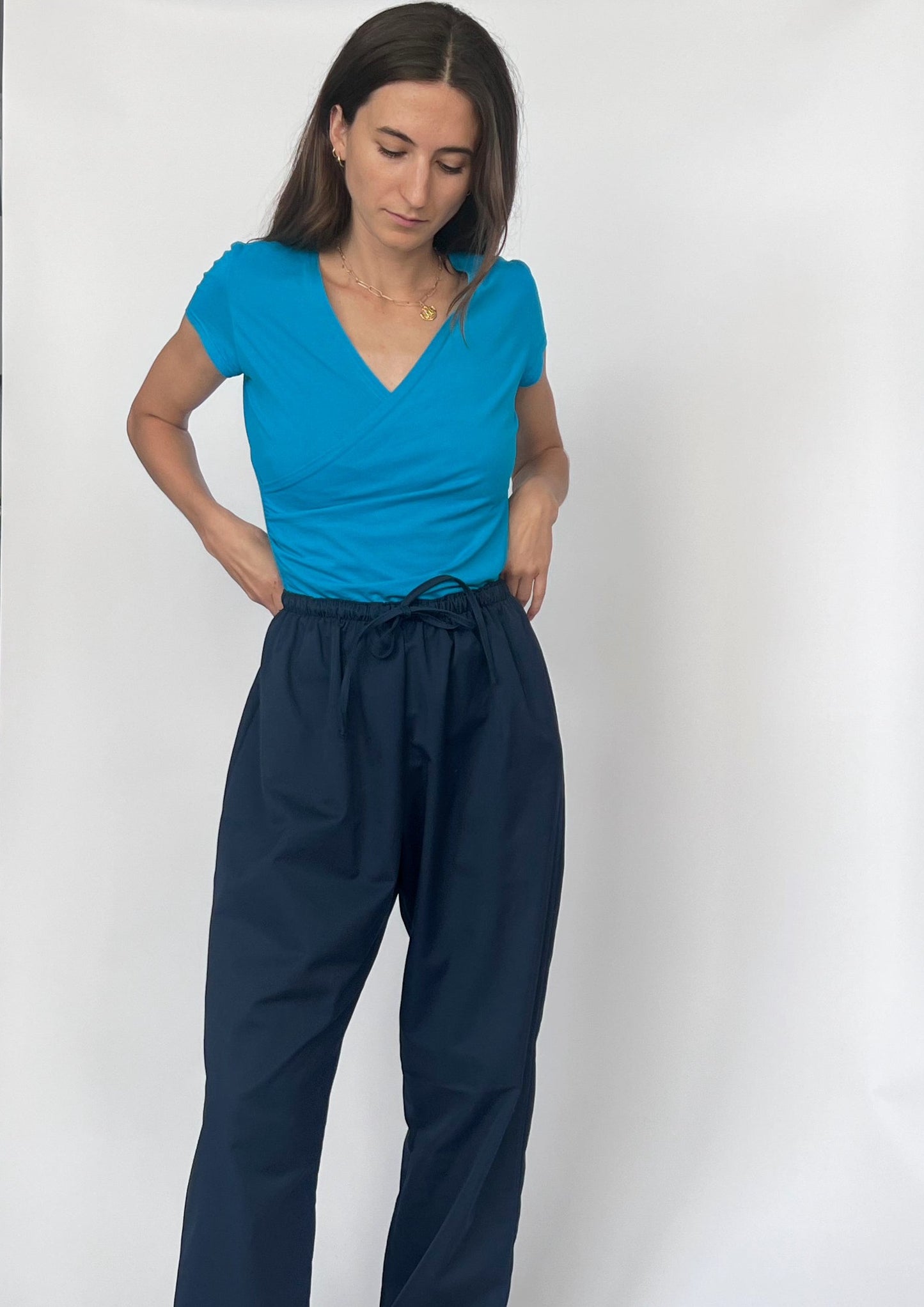 90s Blue Wrap Top XS/S