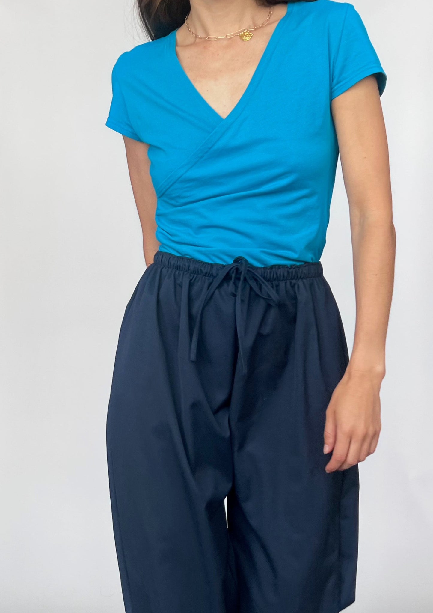 90s Blue Wrap Top XS/S