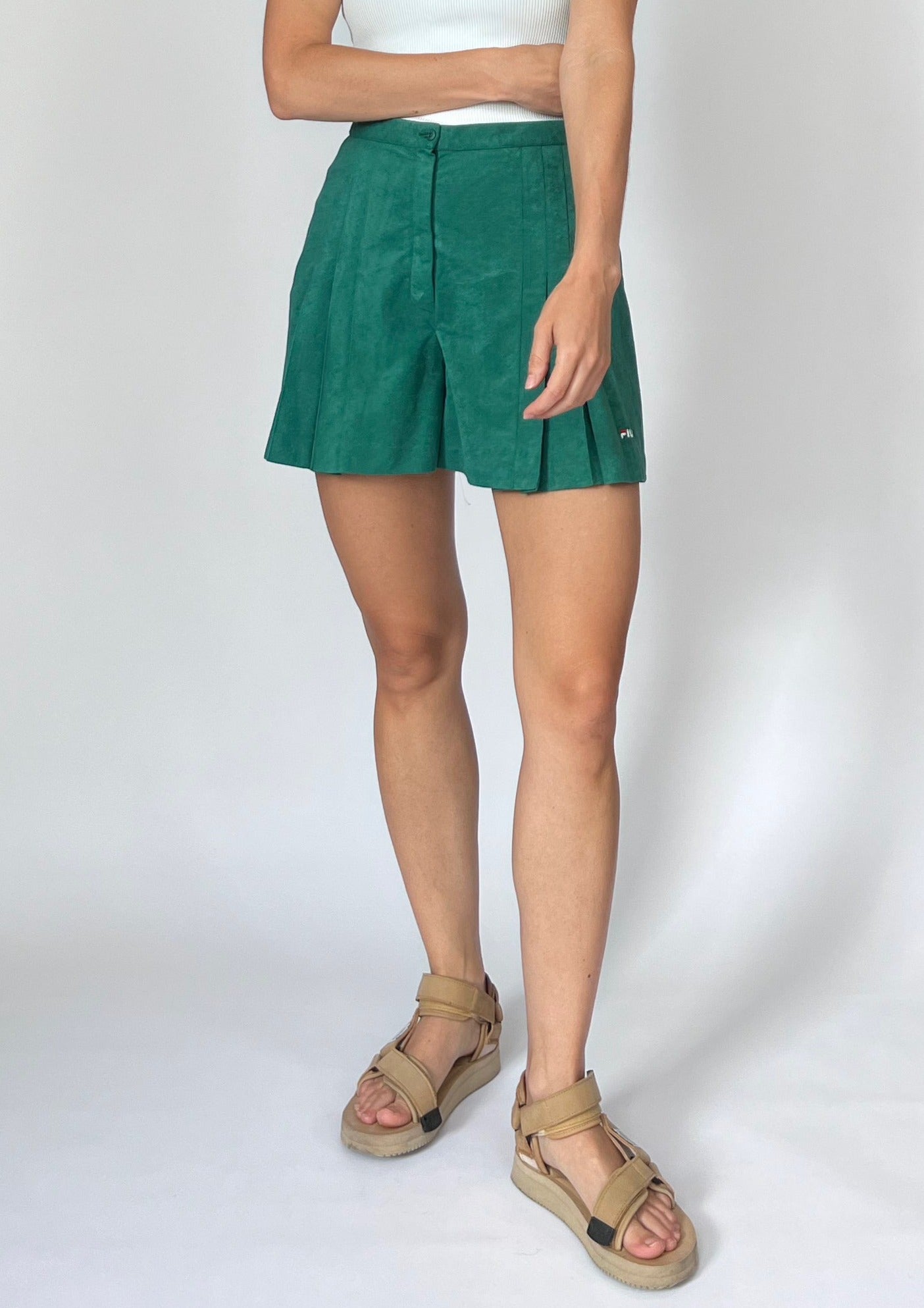 90s Fila Green Pleat Shorts XS/S