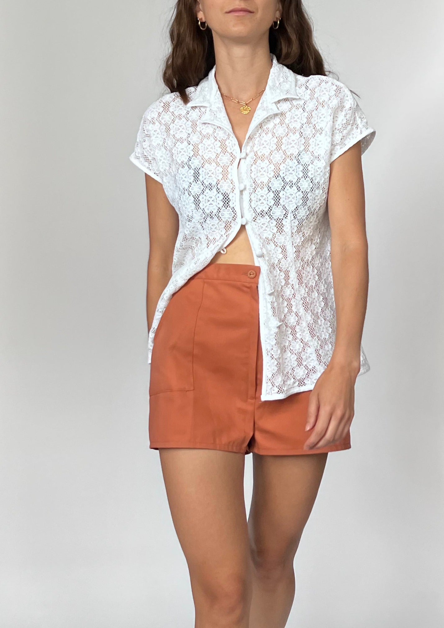 Sheer Crochet 90s Shirt XS/S