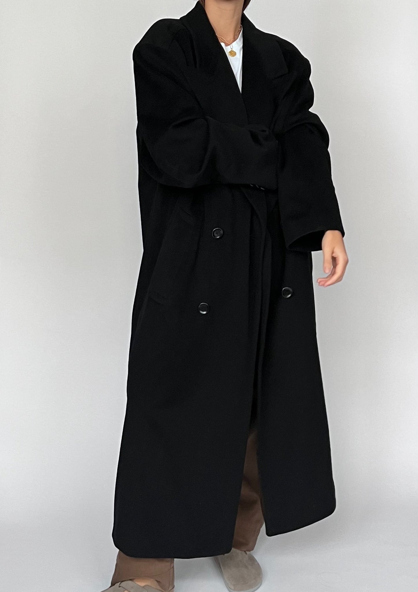 Dark Navy 90s Wool Cashmere Maxi Coat S/M/L