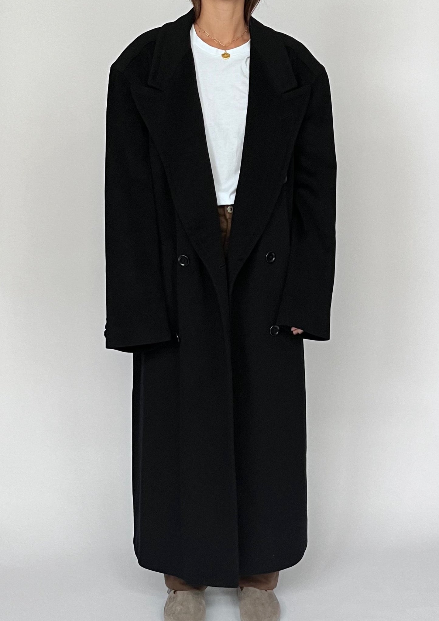 Dark Navy 90s Wool Cashmere Maxi Coat S/M/L