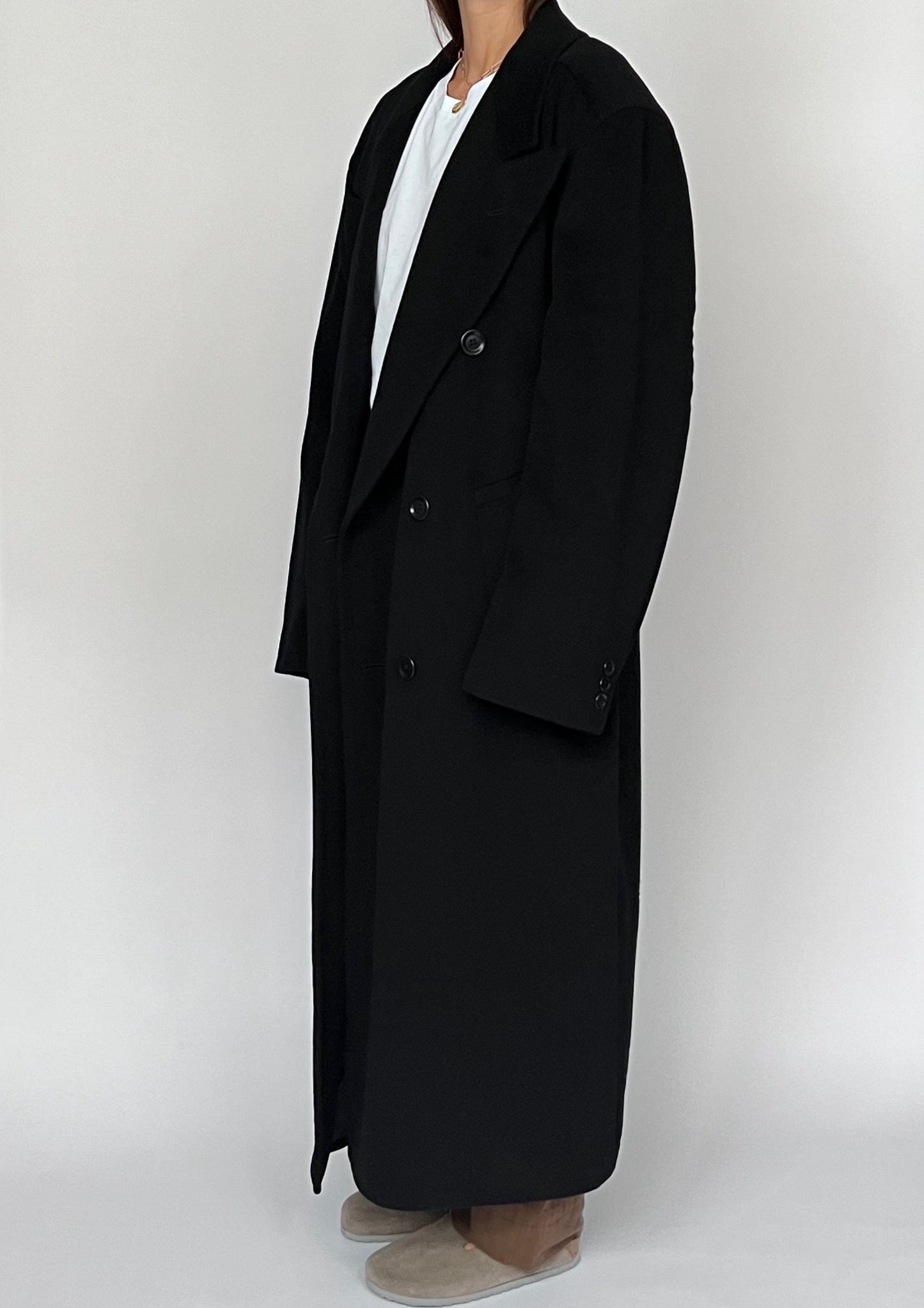 Dark Navy 90s Wool Cashmere Maxi Coat S/M/L