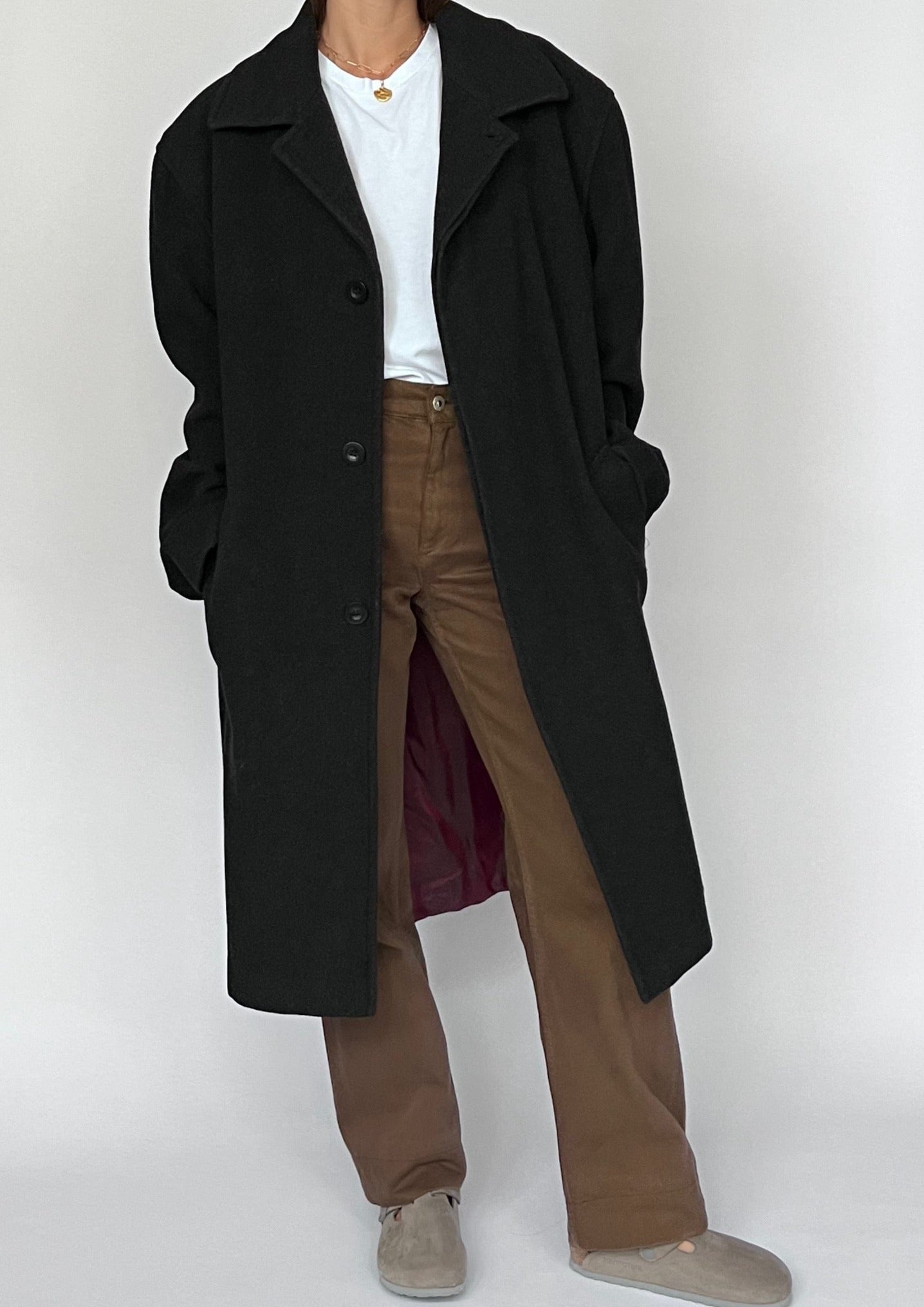 90s Charcoal Pea Coat S/M/L